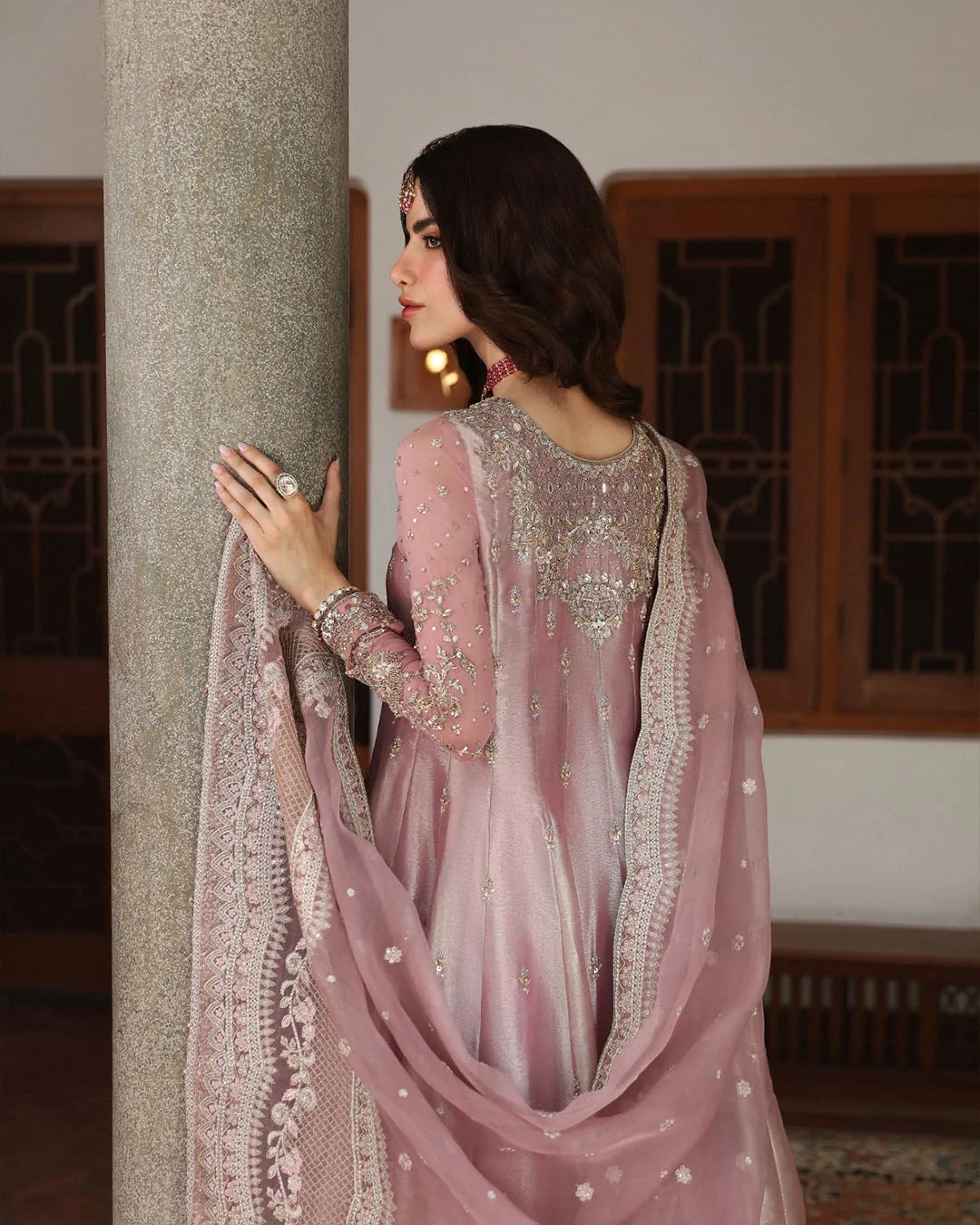 Halina - Faiza Saqlain Pakistani fashion outfit in pink tones.